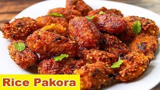 Rice Pakora  Leftover Rice Snacks  Easy Snacks Recipe  Toasted [upl. by Meyers]