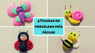 4 FIGURAS EN PORCELANA FRÍA FÁCILES  MARIPOSA  ABEJA  CARACOL  MARIQUITA Ó CATARINA [upl. by Lekzehcey483]