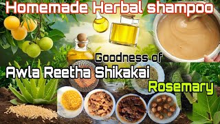 Homemade AwlaReethaShikakai Herbal Shampoo with the goodness of Rosemary  SLS amp Paraben free [upl. by Naujid]