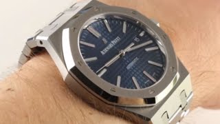 Audemars Piguet Royal Oak Blue Dial 15400ST Luxury Watch Review [upl. by Cordeelia]