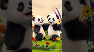 Two little pandas are playing and singing in a flower garden shorts baby cute animals shortvide [upl. by Qirat]