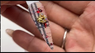 Christmas Crystals Design w Diamond Dust Pixie Nail Tutorial  How to Quick Easy Simple [upl. by Peterus513]