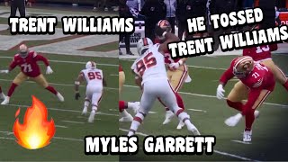 Trent Williams Vs Myles Garrett 🔥 Trent Williams GETS THROWN 😱 OL vs DL 49ers Vs Browns 2023 [upl. by Anirtruc]