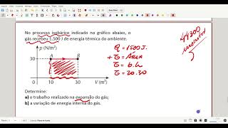 No processo isobárico indicado no gráfico abaixo o gás recebeu 1500 J de energia térmica do [upl. by Yreneh]