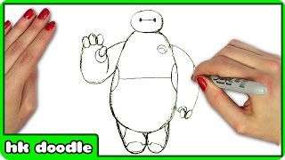 How To Draw BAYMAX from Disneys BIG HERO 6  Easy Superhero Step by Step Drawing Tutorial for Kids [upl. by Halpern]