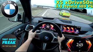 2023 BMW X5 xDrive50e 489 PS TOP SPEED AUTOBAHN DRIVE POV [upl. by Ennayd]