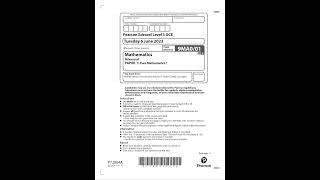 PEARSON EDEXCEL A LEVEL MATHEMATICS PAPER 1 2023 9MA001 Pure Mathematics 1 [upl. by Ealasaid]