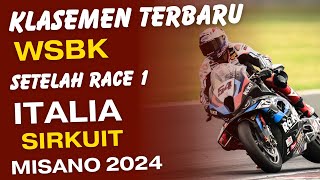 KLASEMEN TERBARU WSBK SETELAH RACE 1 DI MISANO ITALIA 2024 [upl. by Briny]