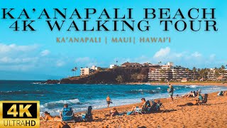 Kaanapali Beach Walking Tour Maui Hawaii in 4K [upl. by Geoffry]