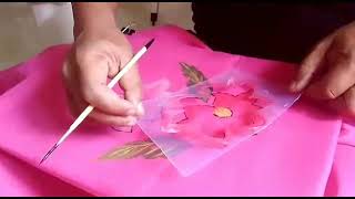 How to use fabric paint using floral stencil techniques on clothes [upl. by Galitea]