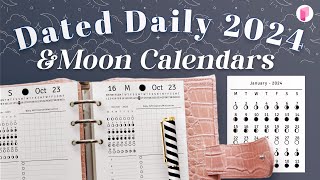 How to make Dated 2024 Daily Planner Printables with Moon Calendars [upl. by Kotz]