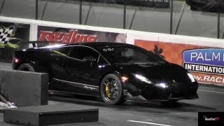 Bolt on 750 WHP Twin Turbo Gallardo Superleggera by TSM  14 Mile Drag Race Video  Road Test TV ® [upl. by Conn]