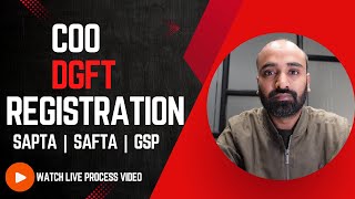 How to Apply for coo DGFT online  export import business  SAPTA  GSP  SAFTA [upl. by Anor]