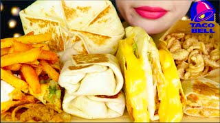 ASMR TACO BELL NACHO CHEESE TACOS FRIES BURRITO CRUNCH WRAP SUPREME CINNAMON TWIST 咀嚼音 먹방 [upl. by Dylane449]