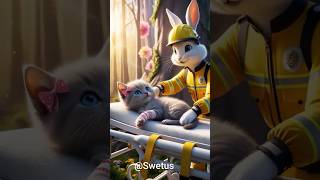 The Rabbit amp Kitten train had an accident rabbit short funny cat catvideo ai cute [upl. by Assirol]