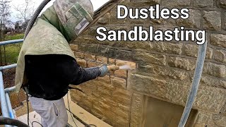 Dustless SandBlasting old stone to match new extension [upl. by Sallyanne386]