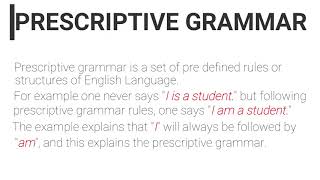 Prescriptive amp Descriptive Grammar LESSON 02 [upl. by Unity]