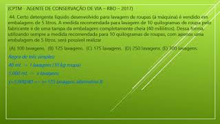 Concurso CPTM Banca RBO 2017 Agente de conservação de via questão 44 [upl. by Macri]