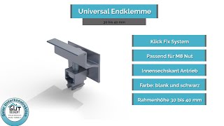 Universal Endklemme Klick Fix für Modulrahmen von 30 bis 40 mm [upl. by Moffit13]