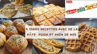 5 IDEES RECETTES EXPRESS avec de la PÂTE PIZZA et PAIN DE MIE [upl. by Olrac]