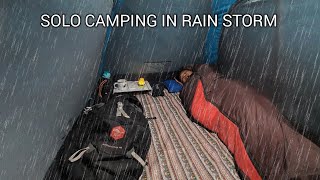 SOLO CAMPING IN RAIN STORM  SHELTER IN A TENT  STRONG WINDS  ASMR [upl. by Ttirrem]