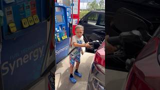 Son Caught Pumping Gas before the hurricane 🌀 shorts [upl. by Ahsemot58]