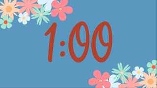 1 Minute Spring Flower Classroom Timer No Music Fun Synth Alarm at End [upl. by Harbard]