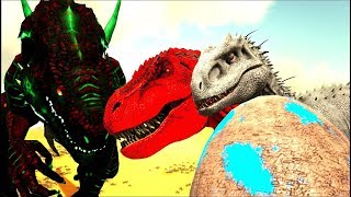 Familia Indominus Rex Roubando Ovo De Familia Giganotosauros Ark Survival Evolved [upl. by Greabe490]