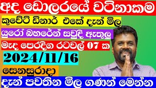 🔴 ඩොලරය මිල සීඝ්‍රයෙන් ඉහළටremittanceKuwait dinar exchange rate20241116Saudi riyal rate [upl. by Tedd630]