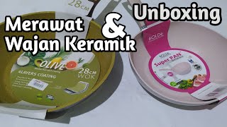 Unboxing panci bolde wokpan 24 Cm dan Olive wok pan 28 cm Cara merawat wajan keramik [upl. by Ecinreb608]