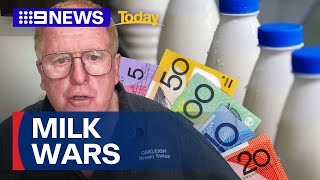 Milk prices drop to lowest level since 2011 fears milk wars could return  9 News Australia [upl. by Hillel]