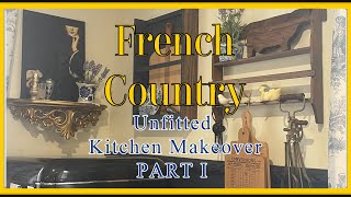 French Country Unfitted Kitchen Makeover Rental decor vintage makeover thriftedtransformation [upl. by Dusen]