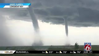 Video shows spectacular water spouts in Fla [upl. by Nnainot159]