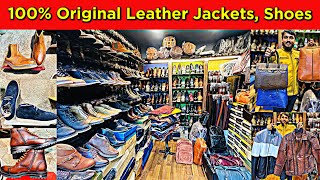 100 Original Leather Jackets Leather Shoes Accessories Bags  Jacket Wholesale Market Bangalore [upl. by Lesoj]