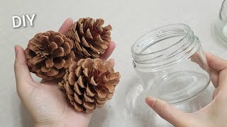 So Beautiful  Look what I Made with Pine cone and glass bottle DIY Recycling craft ideas [upl. by Gonick]