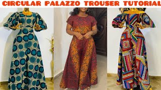 Circular Palazzo Cutting and Stitching  How to Cut and sew a Circular Palazzo Trouser [upl. by Dewhirst980]