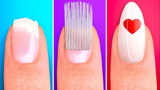 COOL DIY NAIL HACKS  From Short To Long Nails Easy DIY Beauty Tricks by 123 GO SERIES [upl. by Edmon]