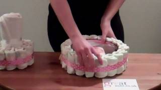 How to make a Nappy Cake  two minute tutorial with printable instruction sheet [upl. by Dorrehs]