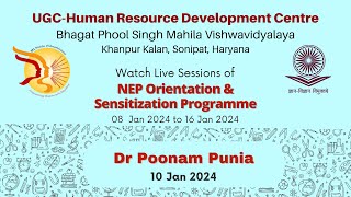 Dr Poonam Punia  NEP Orientation amp Sensitization Programme  10 Jan 2024 [upl. by Borrell]