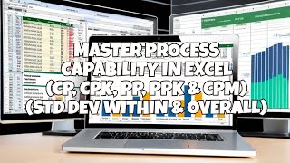 Calculating StDevwithin amp StDevOverall in Excel  Process capability Cp Cpk Pp Ppk Cpm [upl. by Eyla218]