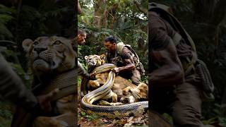 Man Fights to Save His Lion from a Deadly Python Attack  Jungle Survival Showdown [upl. by Nahgrom741]