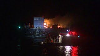 Officials cancel Marblehead Massachusetts fireworks show after overnight barge fire [upl. by Varney]