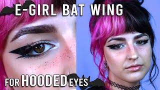 how to do egirl bat wing makeup for hooded eyes  in depth makeup tutorial [upl. by Hgielrak295]