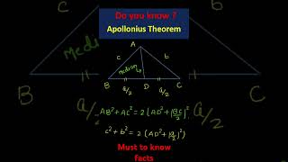 Apollonius theorem jee iit maths education viralshort viralshortsvideo mathstricks india [upl. by Eecrad]