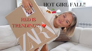 NEW ZARA HAUL FOR FALL HOW TO WEAR RED  AUTUMN BASICS  THE PERFECT FALL SHOES [upl. by Anoynek148]