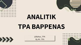 SOAL ANALITIK TPA BAPPENAS [upl. by Vail802]