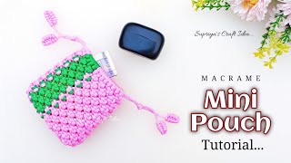 Macrame mini pouch Tutorial  Macrame wallet  Cartera de macrame [upl. by Hsetirp]