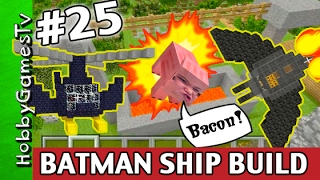 Minecraft BATMAN SPACESHIP Bat Copter HobbyKids Build Turn HobbyPig Into BACON HobbyGamesTV [upl. by Anawad528]