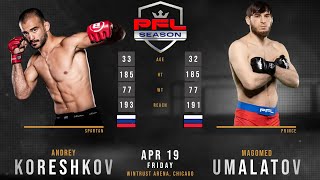 ANDREY KORESHKOV vs MAGOMED UMALATOV Full Fight PFL [upl. by Llij]