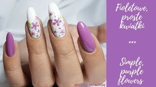 Proste fioletowe kwiatki  Simple floral nail art  KABOS ❤️ [upl. by Hedaza857]